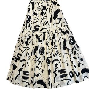 HUNTER BELL Black and White Tiered Maxi Skirt